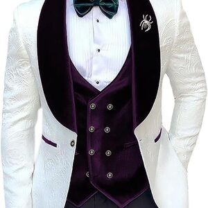 Elegant White and Purple Men's Blazer